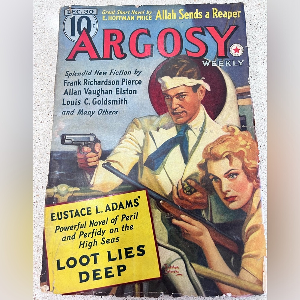 ARGOSY, December 1939 Men's Classic Pulp Fiction Mid century magazine